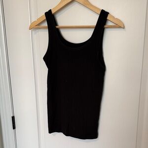 aerie Black Ribbed Tank - Sleeveless Scoop Neck